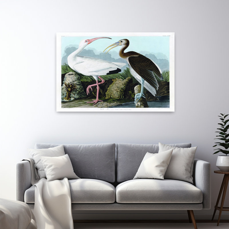 Oiseau blanc, art tropical côtier, H 32 po x l 48 po