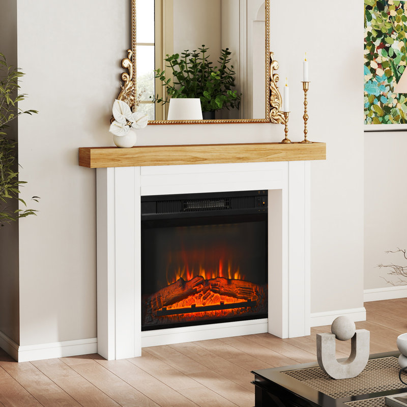 HOMCOM Fireplace Mantel, Solid Wood, Mantel, Natural