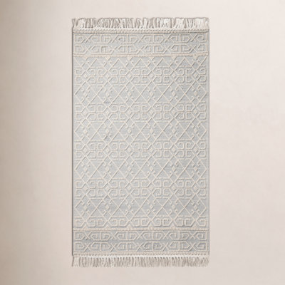 Cream Hand-Woven Geometric Rug