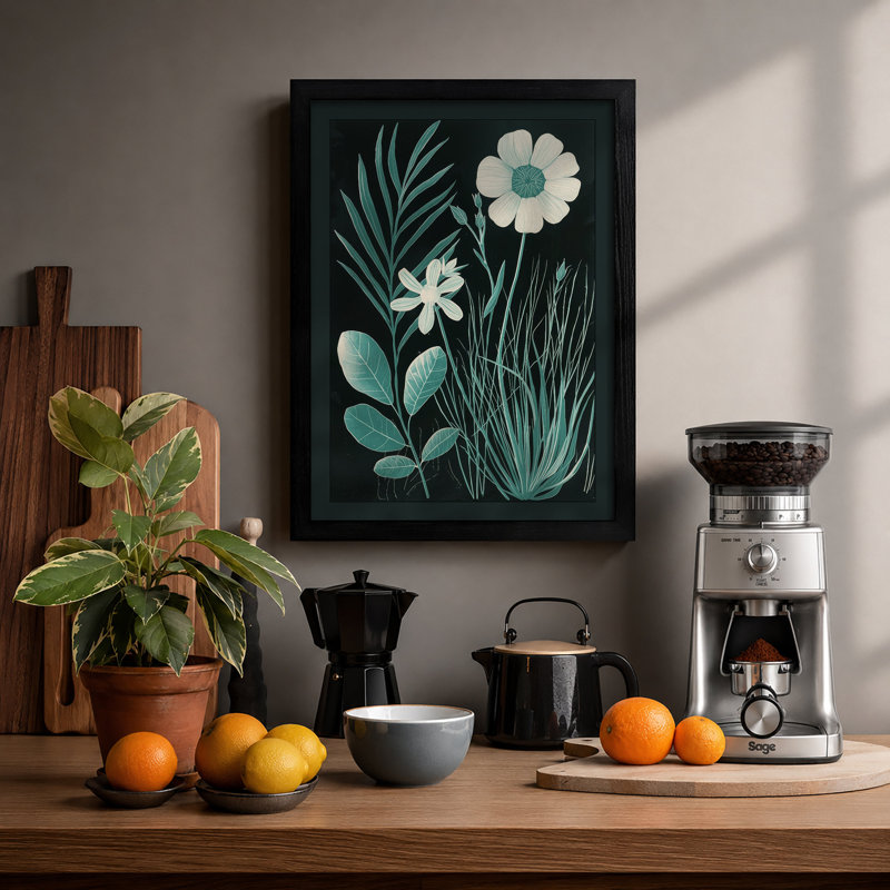 Study in Pale Tones Botanical - Framed Print, Black, A3 - 42.0 x 29.7 cm