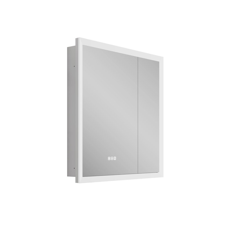 Armoire de salle de bain à DEL encastrée ou à fixation murale avec portes doubles, H 32 po x l 30 po x P 5,6 po
