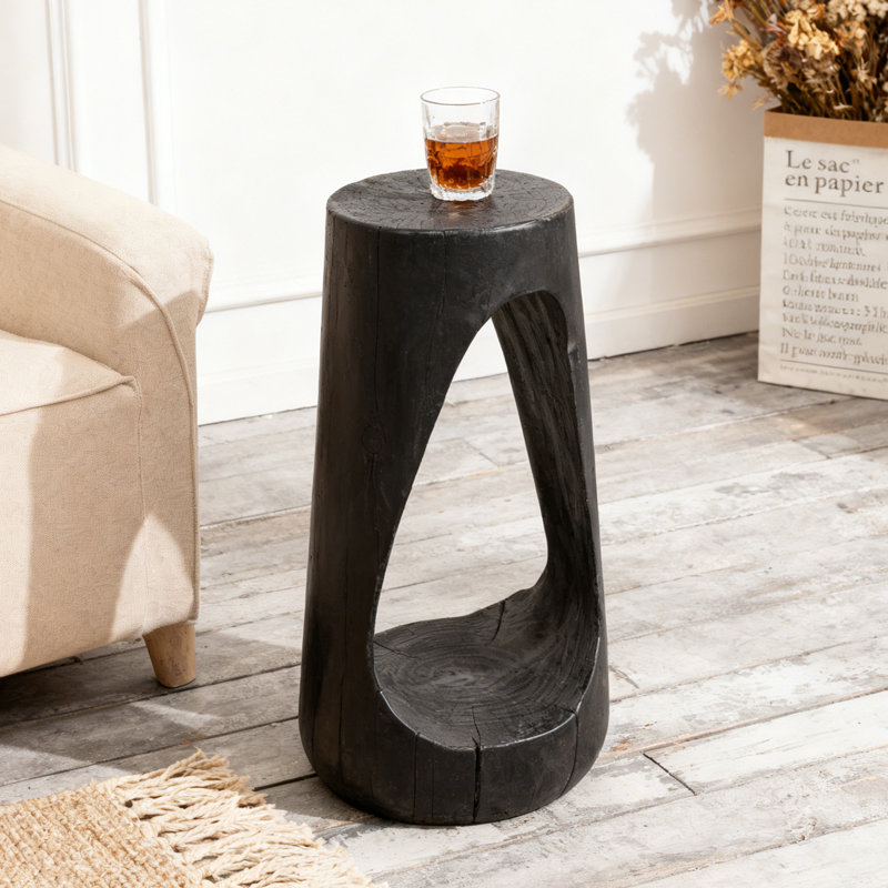 Eulla Side Table, Accent Table, Living Room Side Table, Wood Side Table, Black, 26.57'' H x 14.96'' W x 14.96'' D