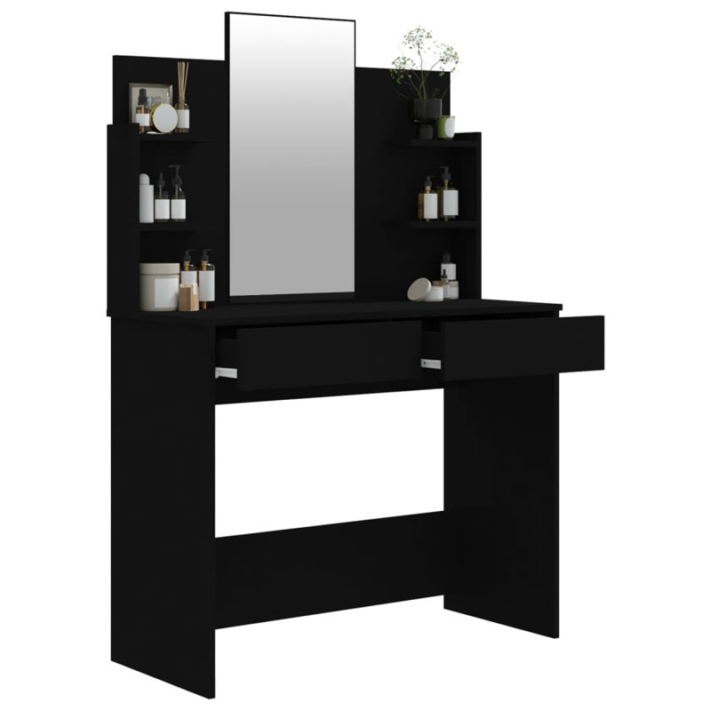 Sartell Dressing Table with Mirror, Black