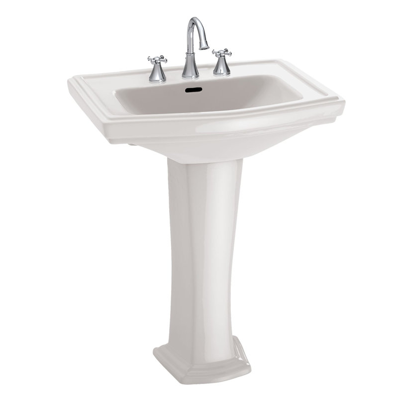 TOTO® Clayton® Rectangular Pedestal Bathroom Sink for Single Hole Faucets, Colonial White, Colonial White, Single