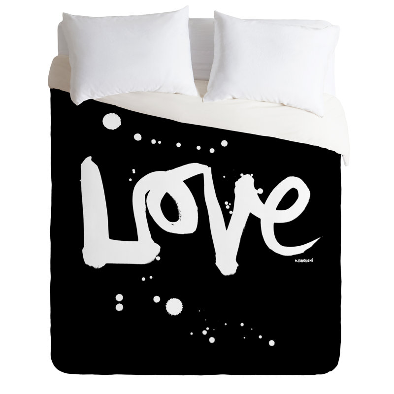 Housse de couette noire Kal Barteski Love, Très grand