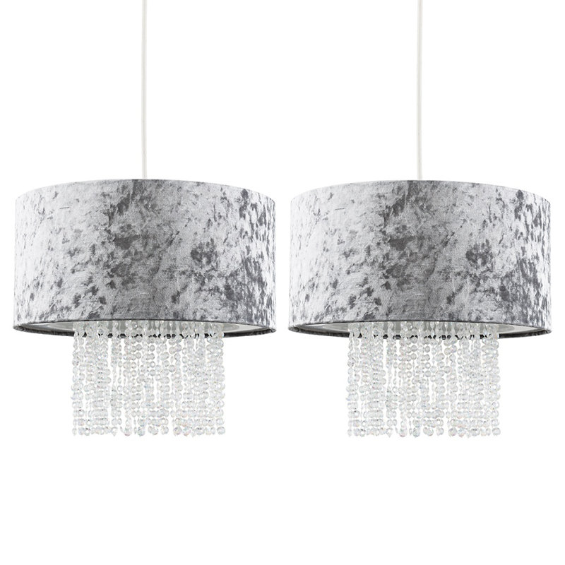 Boland 40cm H Plastic Drum Pendant Shade ( Clip On ), Grey Velvet