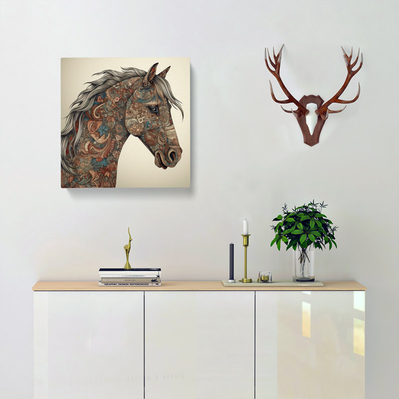 Horse Paisley Art - Wrapped Canvas, 50cm H x 50cm W x 3cm D