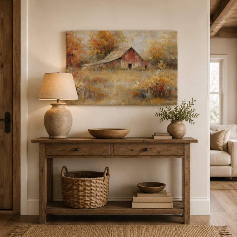 Art mural sur toile patiné, 24"H x 36"W x 1.5"D