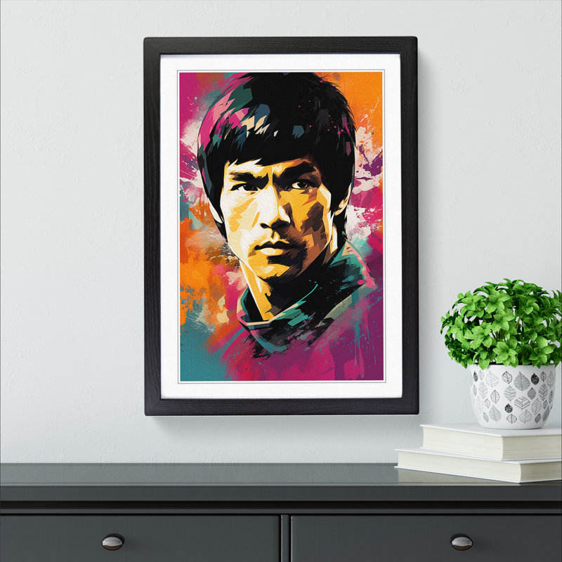 Bruce Lee Colour Field Art - Framed Print, 46cm H x 34cm W x 2cm D, Black
