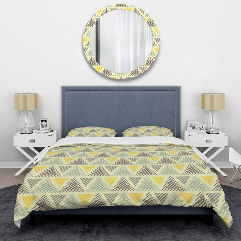 Ensemble de housse de couette en microfibre jaune / brun 3 pièces, Housse de couette simple + 1 taie décorative stan