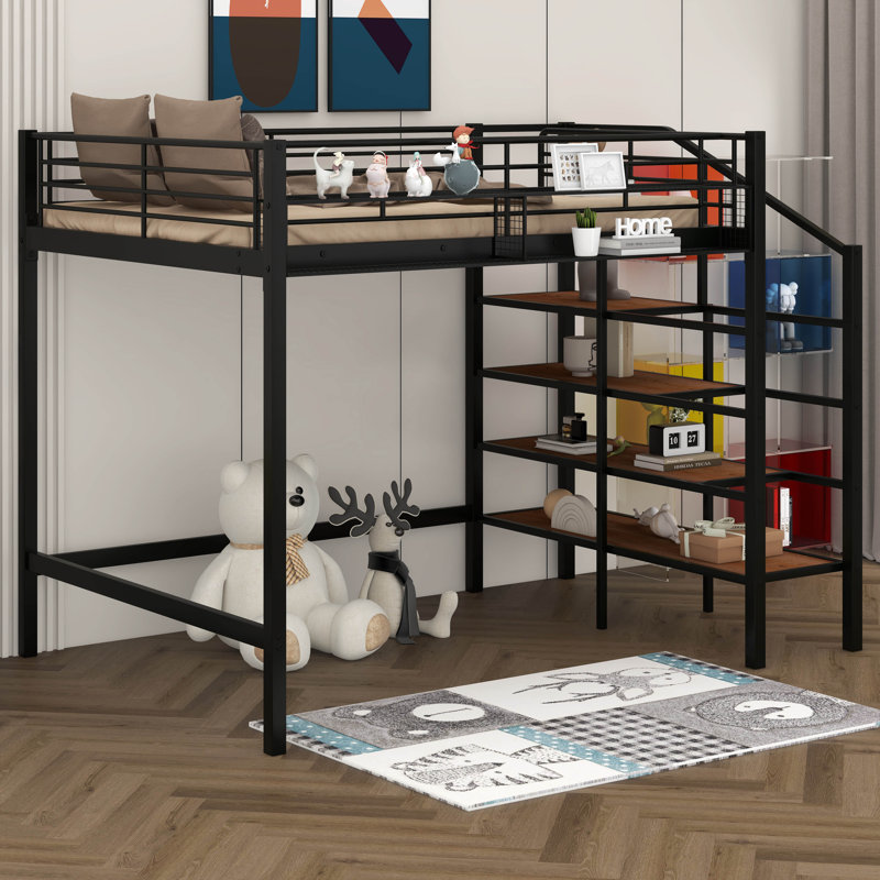 Galen Kids Loft Bed, Full, Black