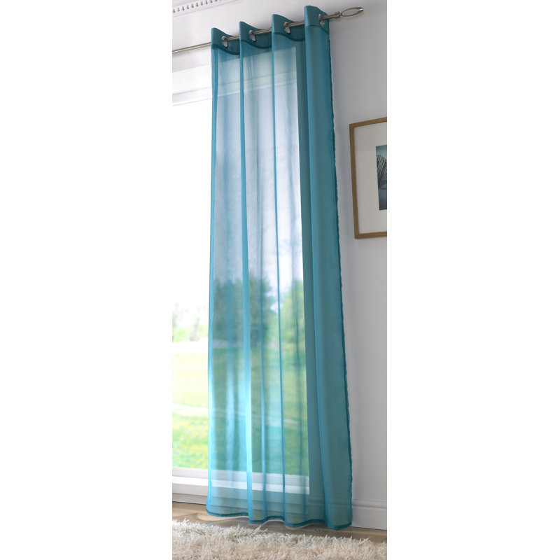 Jamie Eyelet Sheer Voile Curtain Panel, 144cm Width x 274cm Drop, Teal