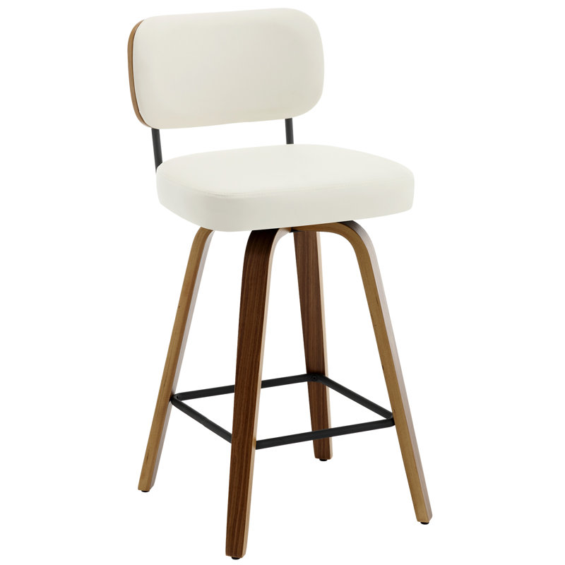 Kahana Swivel Upholstered Counter & Bar Stool, White, Counter Stool (26" Seat Height), Brown