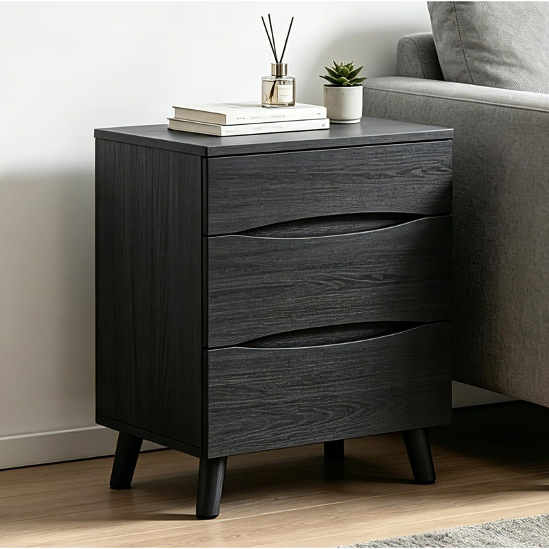 Table de chevet 3 tiroirs, Black