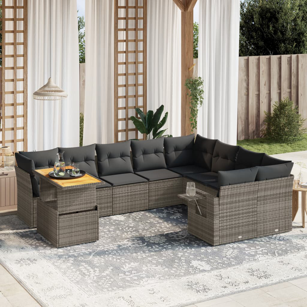 9-Sitzer Lounge-Set aus Polyrattan mit Polster