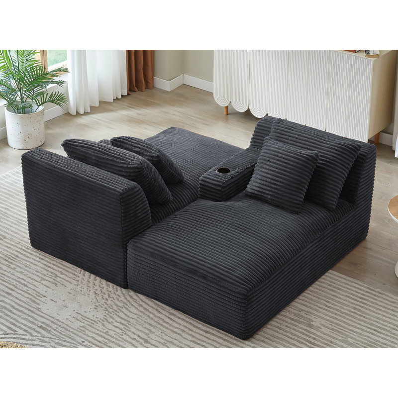 Méridienne double Corduroy, Gris foncé