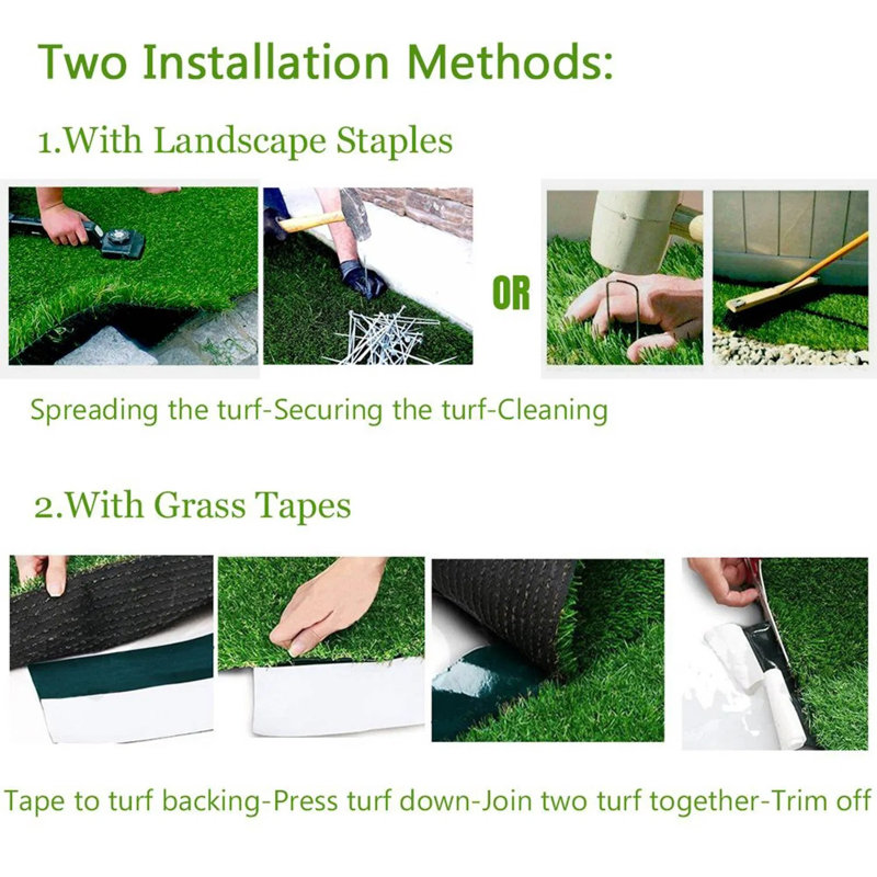 Gazon artificiel avec trous de drainage, faux tapis réaliste pour zone intérieure / extérieure pour animaux de compagnie, jardin, patio, balcon