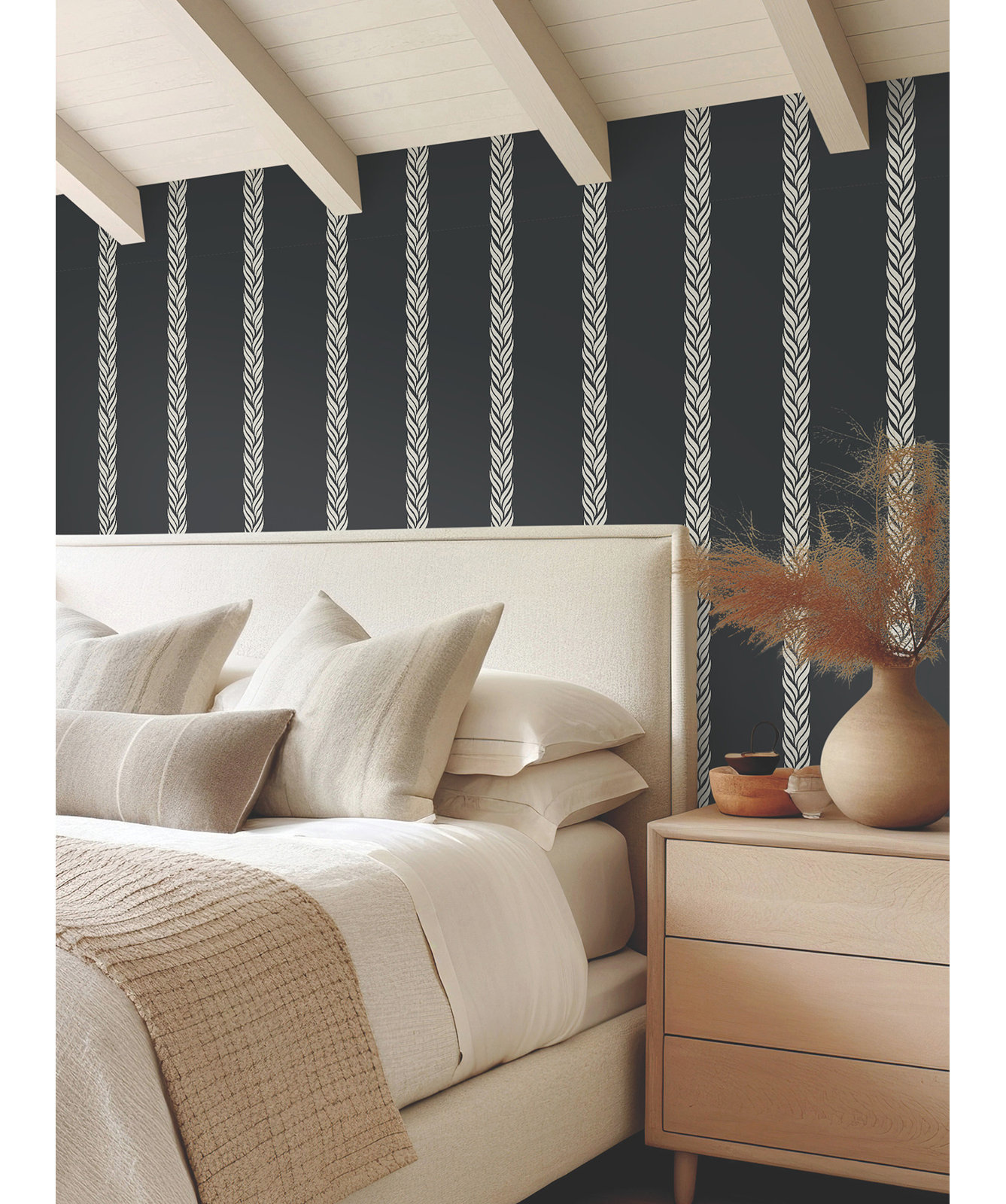 Bowman Striped Wallpaper, Black