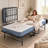 75" Foldable Guest Bed with Headboard & Memory Foam – 300LBS, 5" Mattress, Rolls for Storage