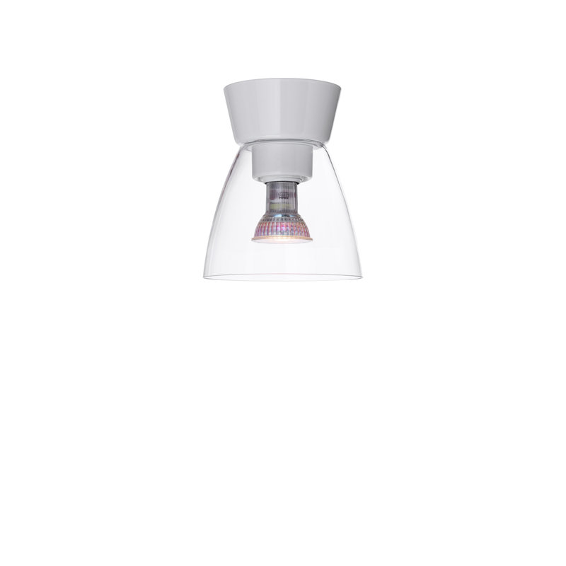 Bizzo Glass Flush Mount, White, Clear