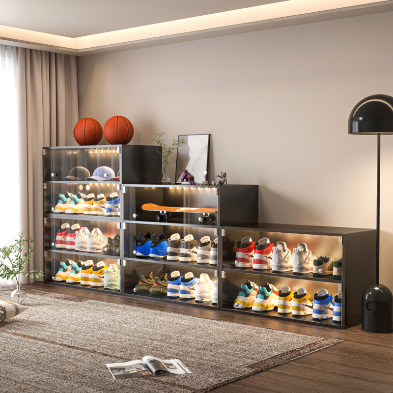 Armoire de rangement pour chaussures en verre