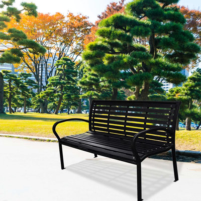 Siège de patio 45,7 po - Acier noir et assise stable et confortable