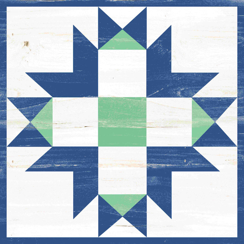 Courtepointe bleue et verte, H 20 po x l 20 po