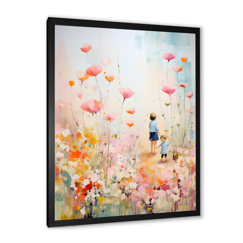 Art sur toile Whimsical Kids floral Haven II - Children, Cadre simple noir, H 32 po x l 16 po x P 1 po