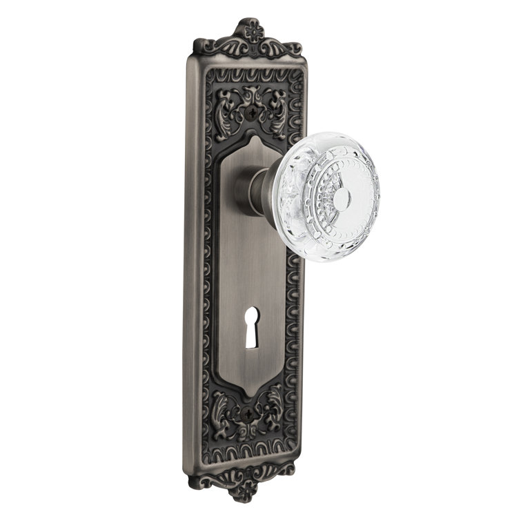 Egg & Dart Plate with Decorative Keyhole and Crystal Meadows Knob