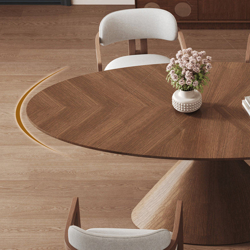 Solid wood multi-layer board dining table set, 7, Brownness