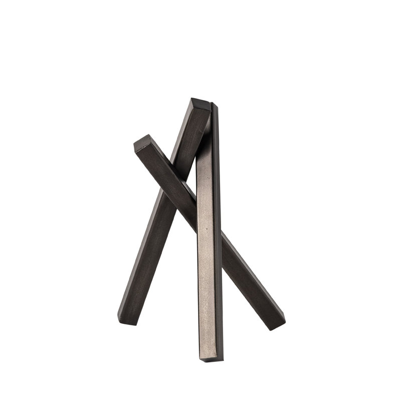 Sculpture de table géométrique abstraite en métal gris métal 12 po 12 po, Noir, H 10 po x l 7 po x P 8 po