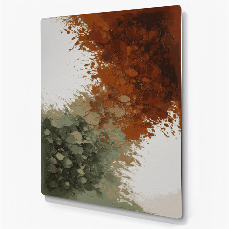 Abstrait couleur champ 63, art mural en métal brun, H 16 po x l 20 po