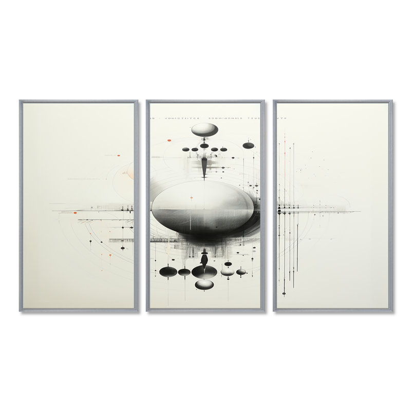 Condry - Ensemble de salon géométrique mural, H 28 po x l 36 po x P 1 po, Encadrement argenté