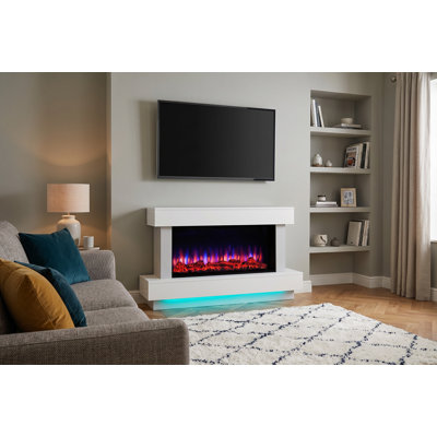 Bourne Suncrest 125cm W White Electric Fireplace