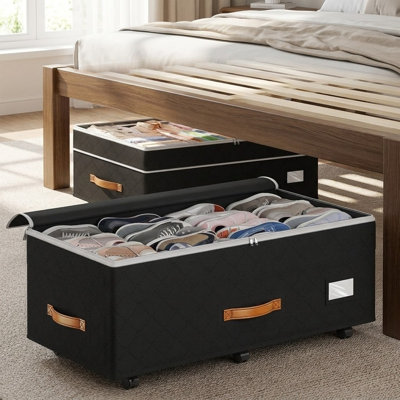 Ensemble de 2 bacs de rangement sous le lit avec roulettes et hauteur réglable