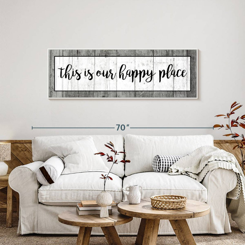 Plaque murale «This is our happy place», 57" X 19", Floating Frame White