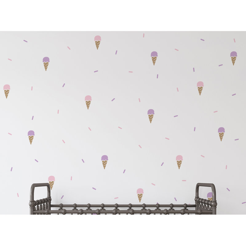 Décalcomanie murale crème et arroseurs de glace, Rose / Mauve