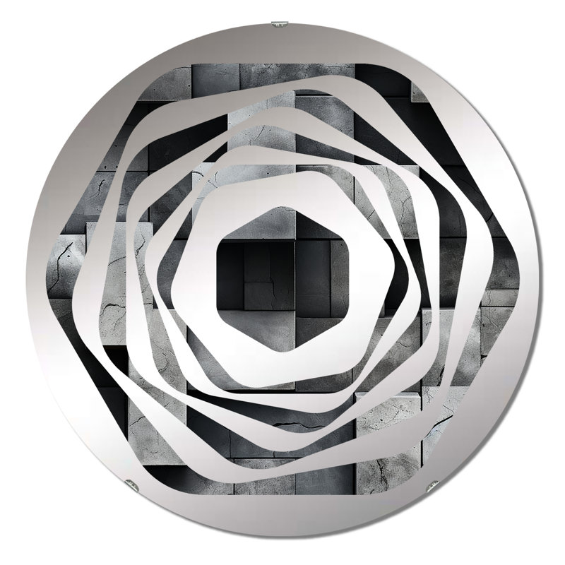 Illusion de mur architectural en béton - miroir décoratif Amorphe, 23,6 po x 23,6 po
