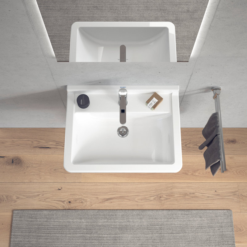 Duravit Starck 3 Ceramic 24" Wall Mount Bathroom Sink with Overflow, Single