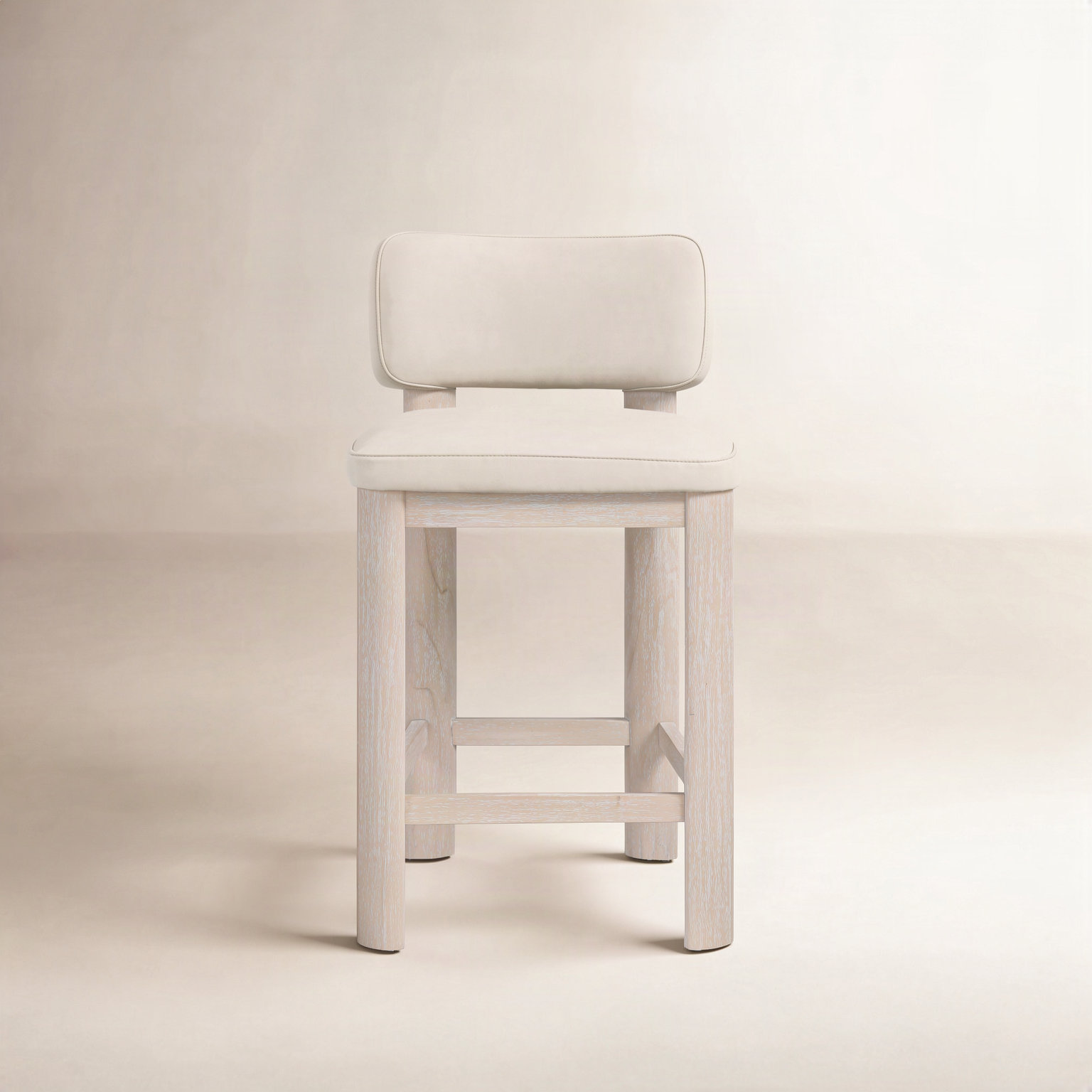 Paloma Leather Upholstered Counter Stool, Taupe Vegan Leather, Natural