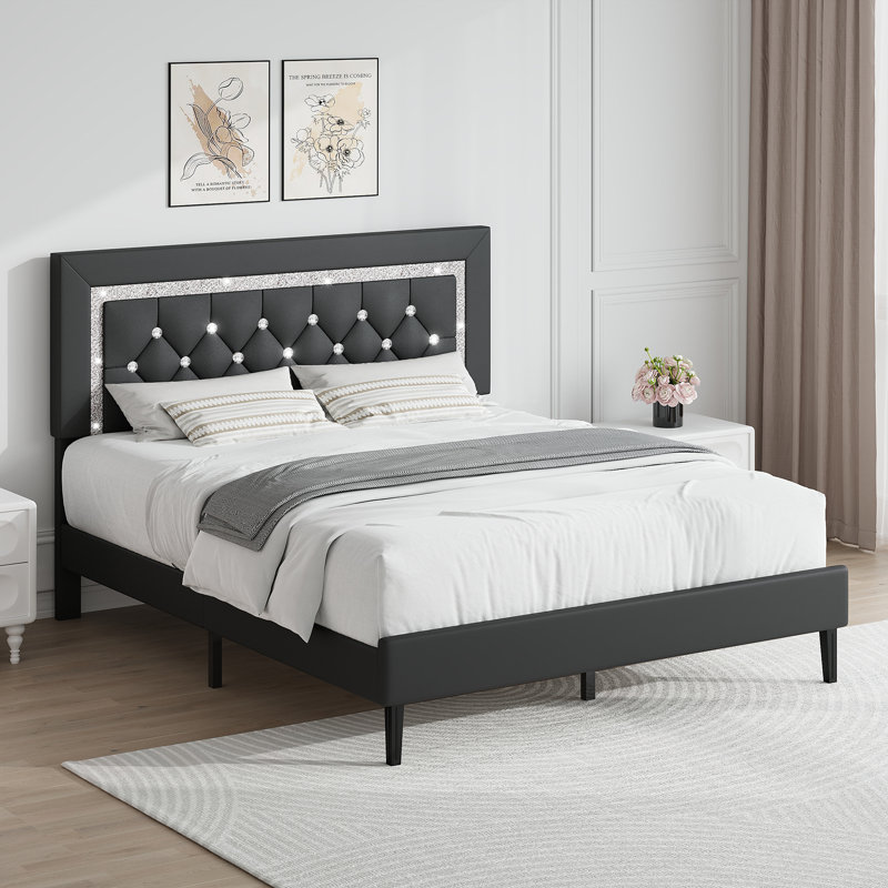 Upholstered Bed, 135x190, Black