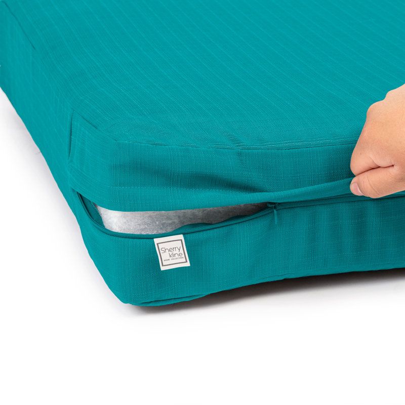 Seat Cushion With Zipper Closure And Separated Back Cushion, With White Polyester Padded Fill., Peacock