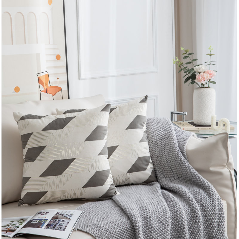 Ensemble de 2 coussins carrés à motif de diamants, Ivoire