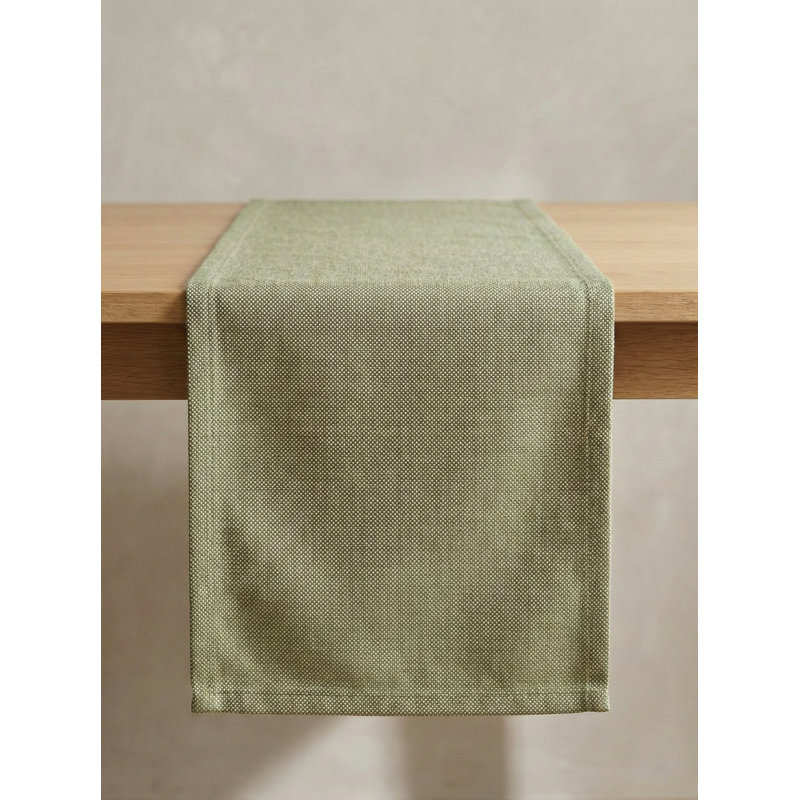Pure Green Horizon Weave Indoor Outdoor Table Runner 14x72, Pure Green