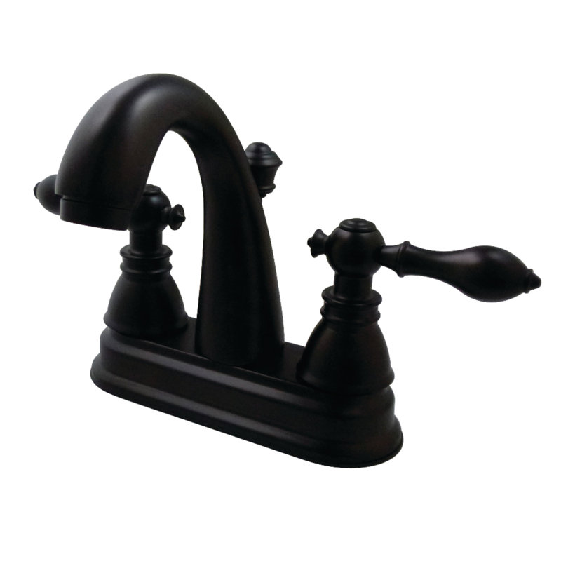 Robinet de salle de bain central à 4 poignées à 3 trous à fixation sur le comptoir avec laiton escamotable Kingston