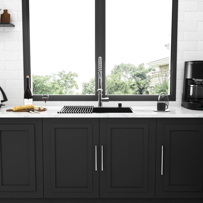 Évier de cuisine noir Gunmetal, 30 po x 22 po, acier inoxydable de calibre 16, encastré de 30 po, installation rapide et facile, système de drainage avec instructions incluses, durabilité à long terme
