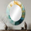 Gold And Teal Aurora Harmony - Modern Oval Wall Mirror-1414085313