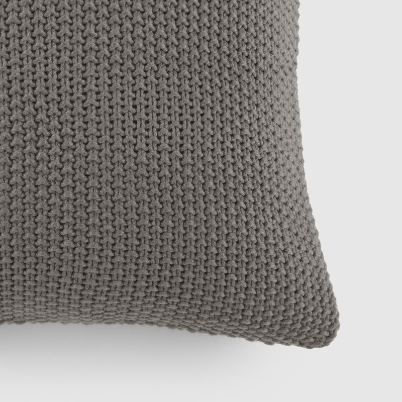 Gray Cotton Knit Square Throw Pillow 20 x 20