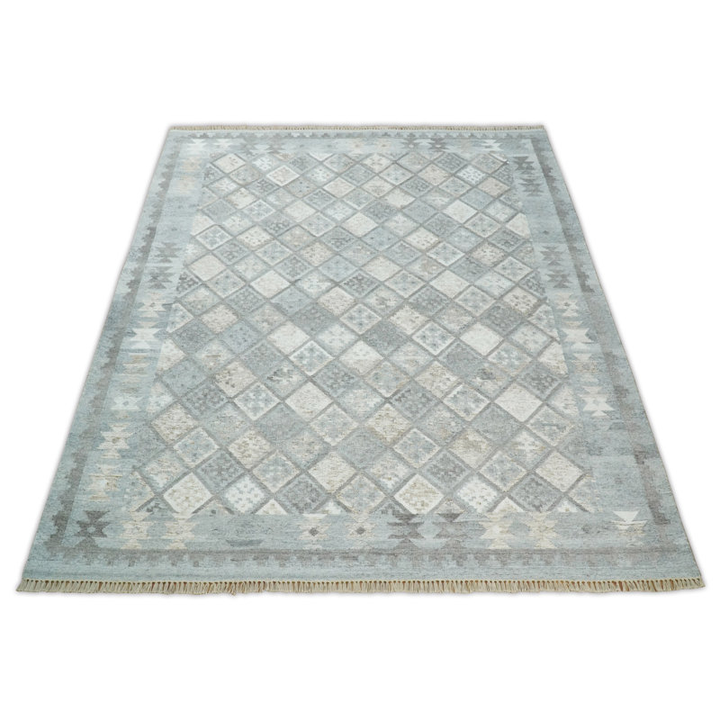 Tapis oriental gris / ivoire fait à la main Oriental, Rectangle 5 pi x 8 pi