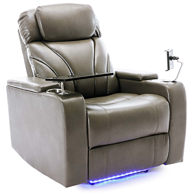 Fauteuil inclinable électrique en cuir Camala, Similicuir gris